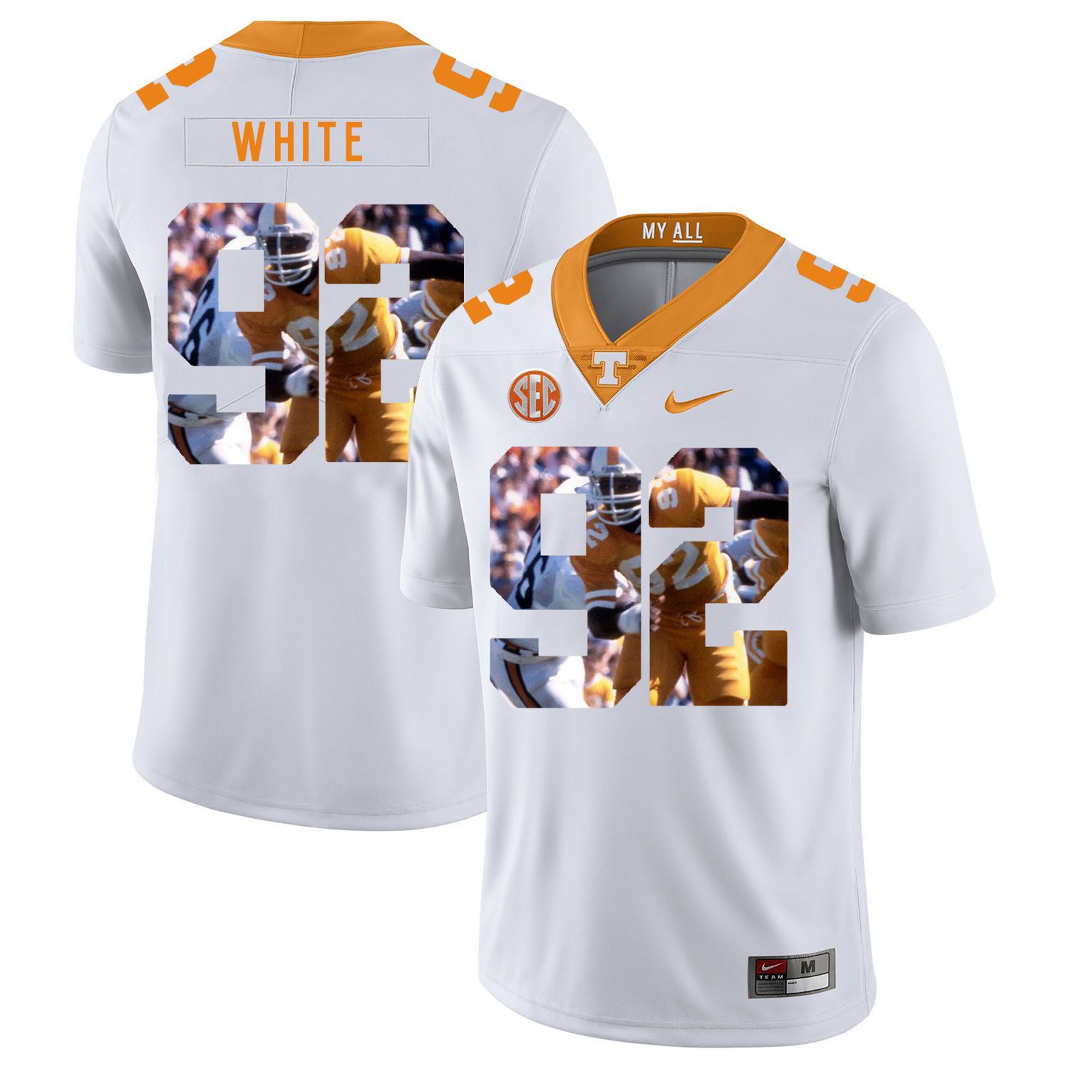 Men Tennessee Volunteers 92 White White Fashion Edition Customized NCAA Jerseys